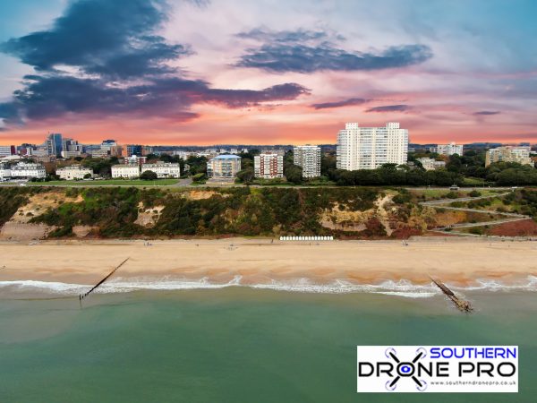 Drone photo, drone image, aerial photo, Bournemouth, Boscombe, Bournemouth Beach, Drone photography Bournemouth